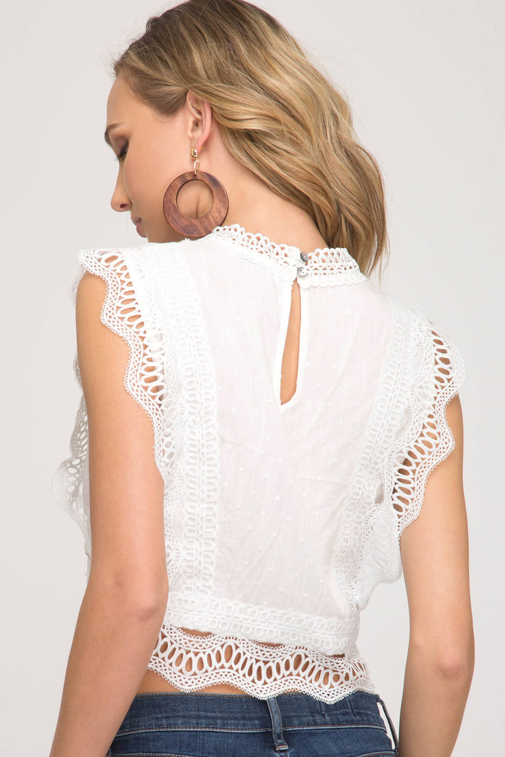 Lace and Point Crop Top